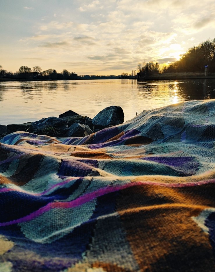 River landscape with textile art